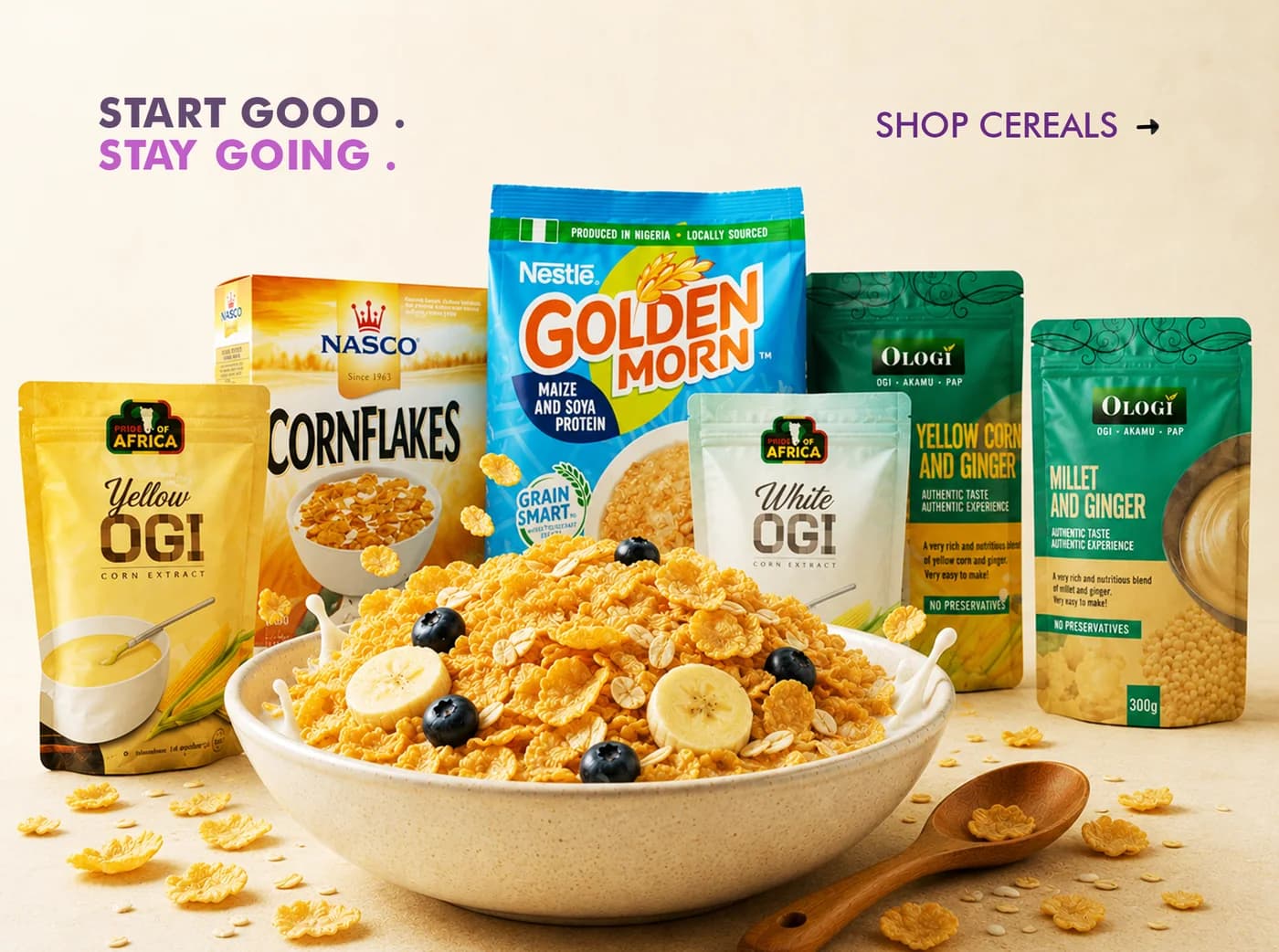 Samis cereals and breakfast banner